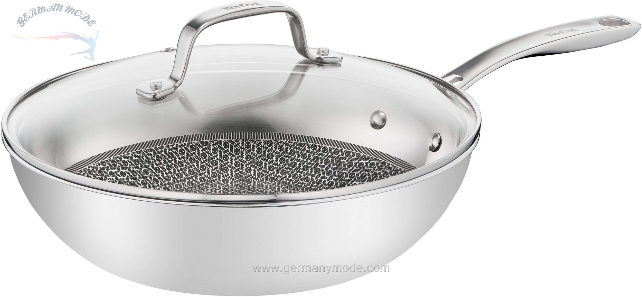 تابه وک 28 سانت درب دار تفال فرانسه Tefal Eternal Mesh Triply Wokpfanne 28 cm