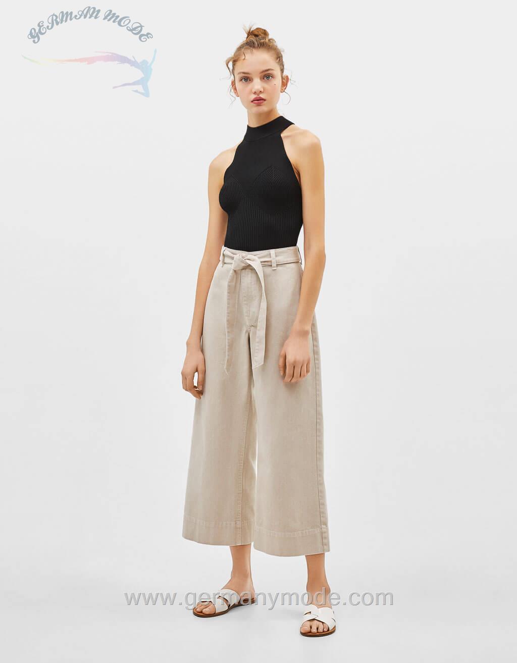 شلوار جین زنانه برشکا اسپانیا Culotte-Jeans mit Gürtel