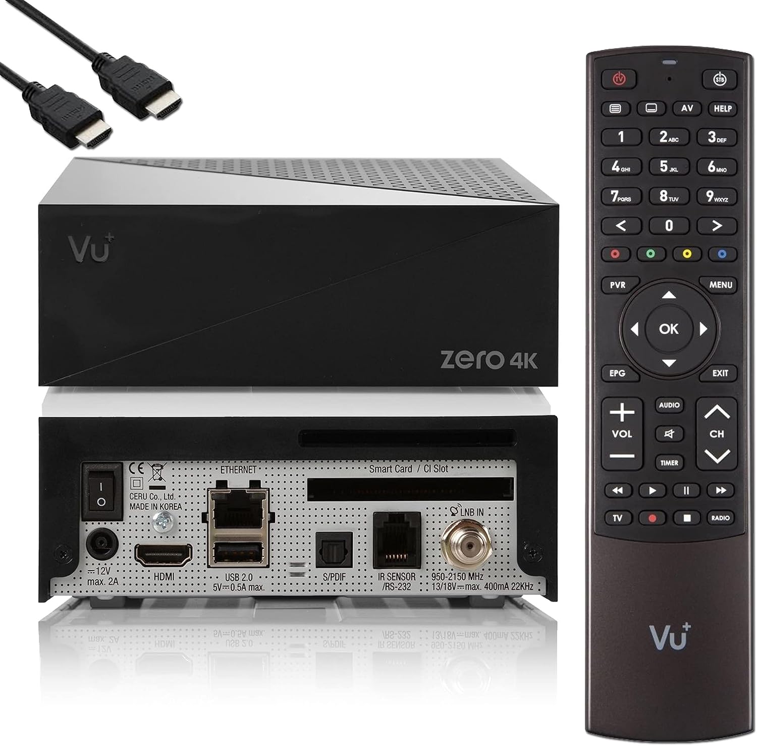 رسیور ماهواره‌ای لینوکسی گیرنده ماهواره‌ای UHD HDR با تیونر 1x DVB-S2X، گیرنده هوشمند لینوکس E2، YouTube، کارت‌خوان CI +، کتابخانه رسانه HbbTV، عملکرد USB PVR + کابل EasyMouse HDMI