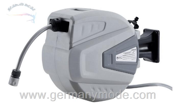 قرقره شیلنگ جمع کن دیواری و شیلنگ 20 متری آربوس Arebos Automatischer Gartenschlauchaufroller 20m grau