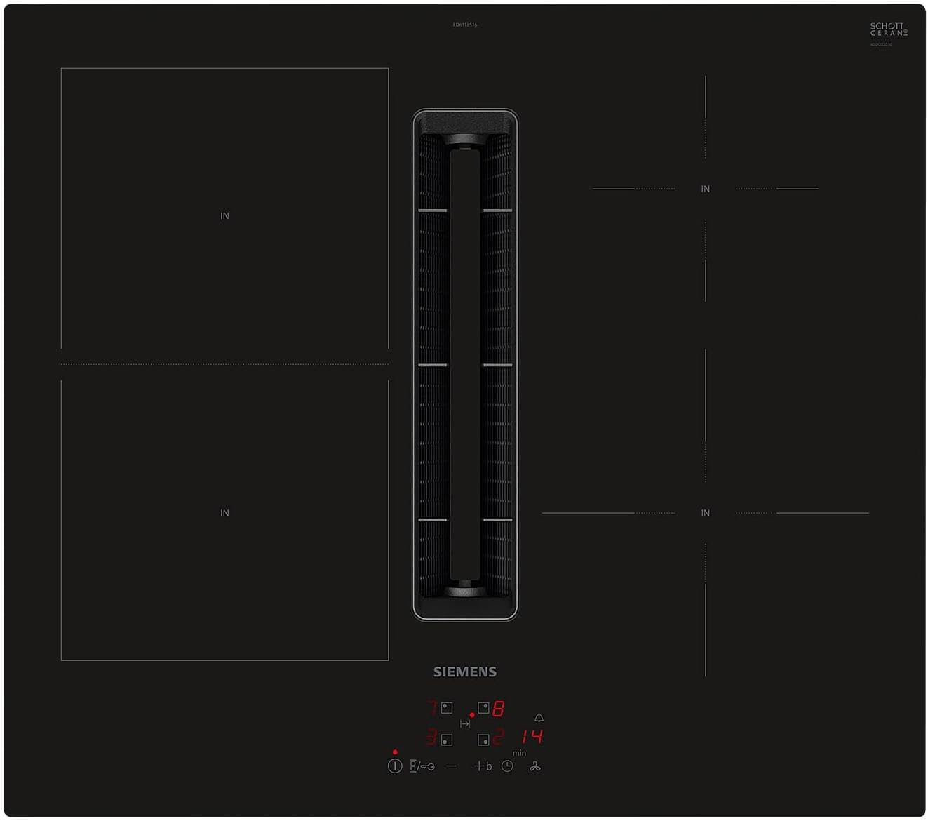 اجاق برقی القایی هود دار زیمنس آلمان Siemens ED611BS16E iQ300 اجاق برقی صفحه‌ای با فن القایی، 60 سانتی‌متر، توکار، افزایش قدرت هر منطقه القایی