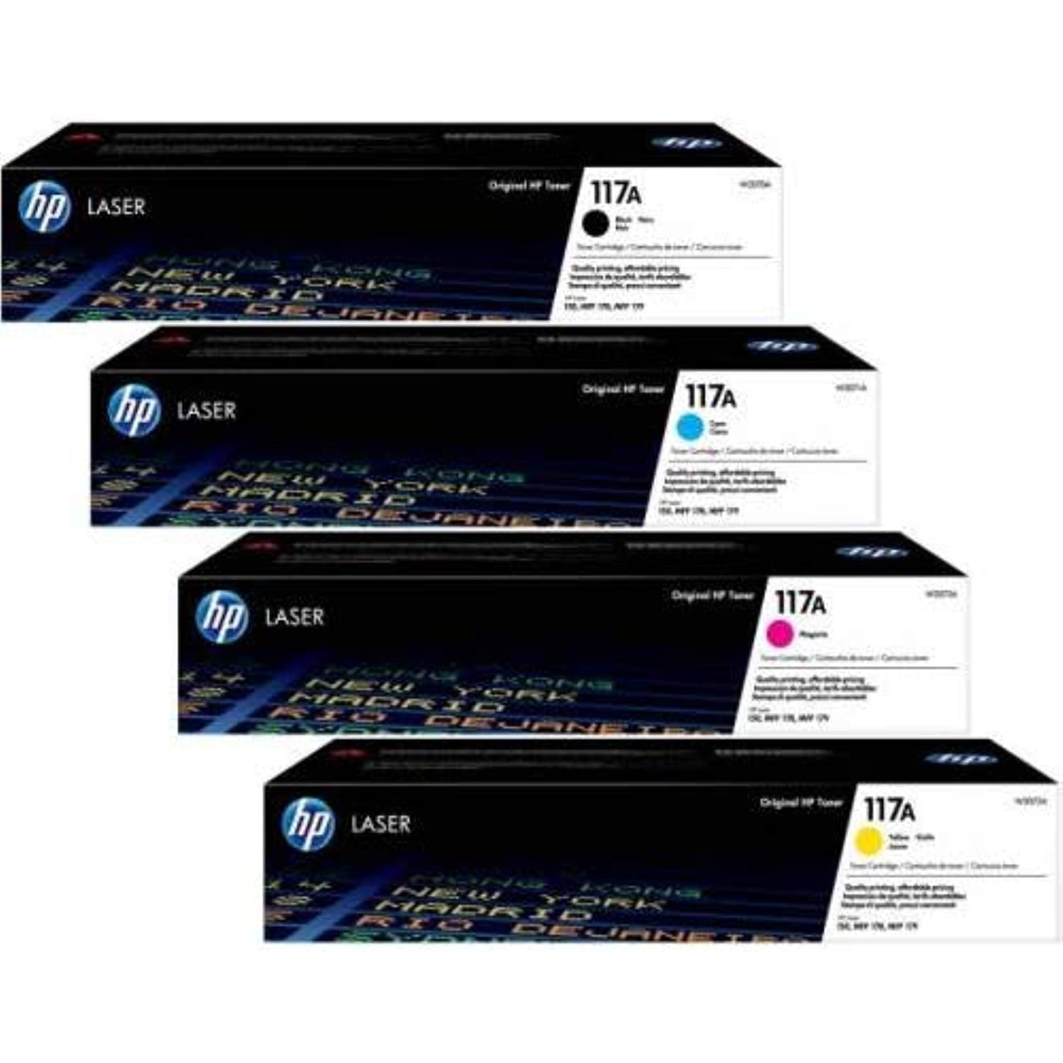 خرید از آمازون - کیت تونر اصلی HP 117A برای HP Laser 150 / HP Laser MFP 178/179 مشکی، سرخابی، فیروزه‌ای، زرد