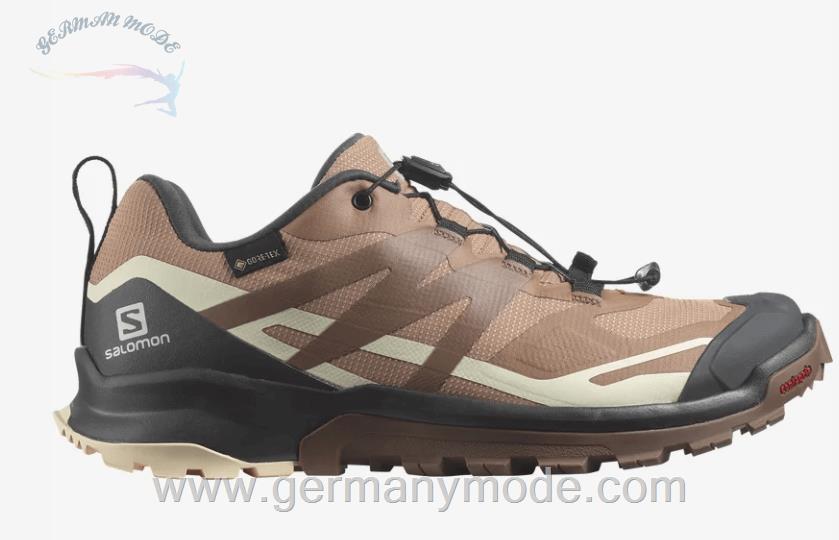 کتانی تریل رانینگ دو کوهستان ضد آب زنانه سالامون فرانسه SALOMON XA ROGG 2 GORE TEX Trailrunning Schuhe Damen Mocha Mousse Acorn Sun Kiss
