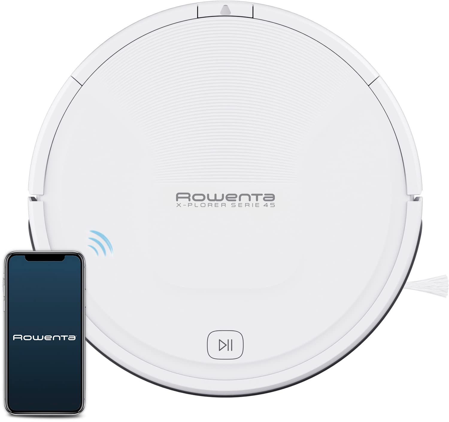 خرید از آمازون - ربات جاروبرقی روونتا X-Plorer Series 45 RR8227 | برس مرکزی | ناوبری تصادفی | کنترل از طریق برنامه | کنترل صدا | زمان اجرا 150 دقیقه | قدرت مکش 12000 پا.| فضای نشیمن تا 90 متر مربع | سفید