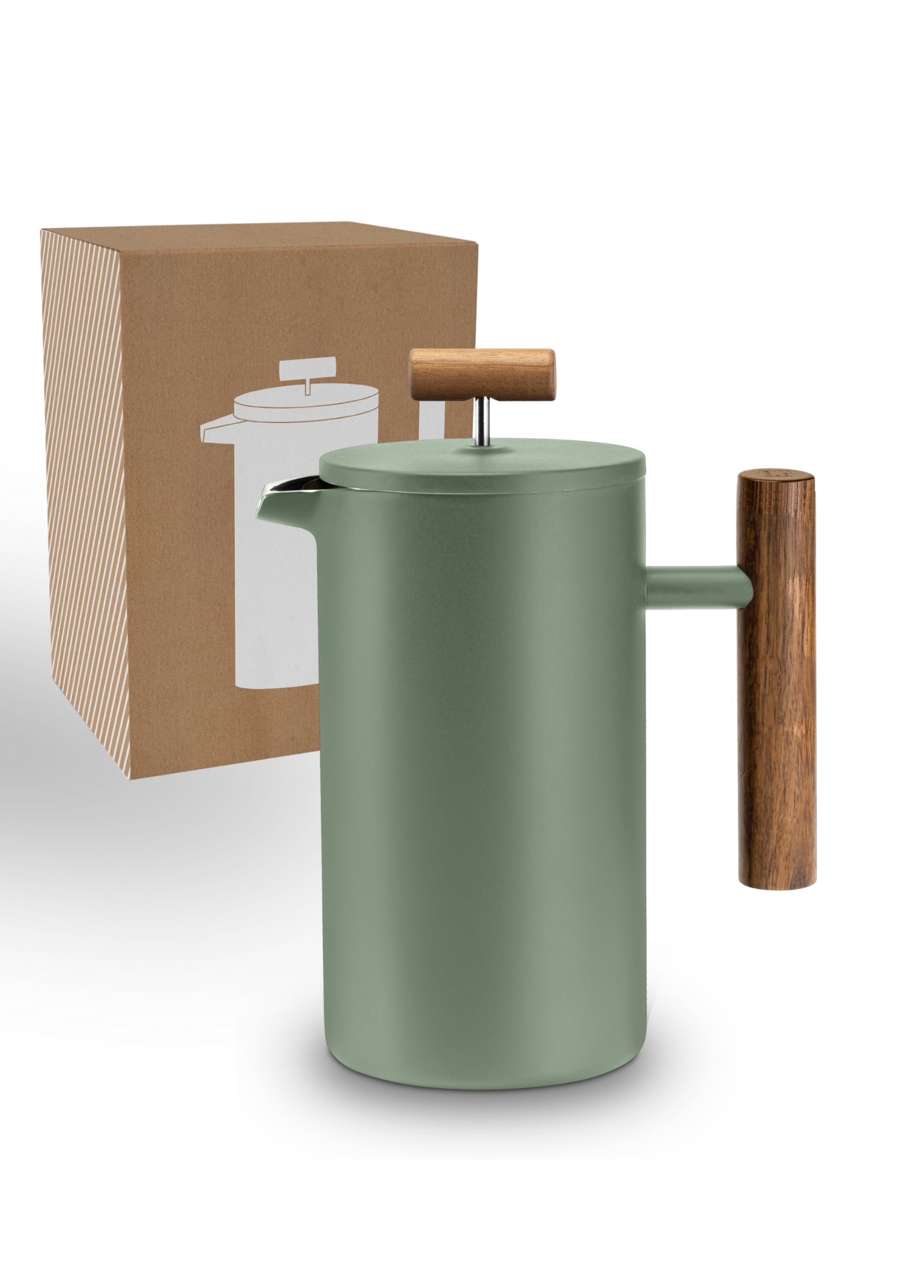 قهوه ساز چای ساز فرنچ پرس CALDERA Thermo French Press Steel Stainless Steel I 0.35 لیتر - 1-2 فنجان در Moss Green I 3 سایز موجود I قهوه ساز استیل ضد زنگ | دو جداره: برای مدت طولانی گرم نگه می دارد | قهوه ساز