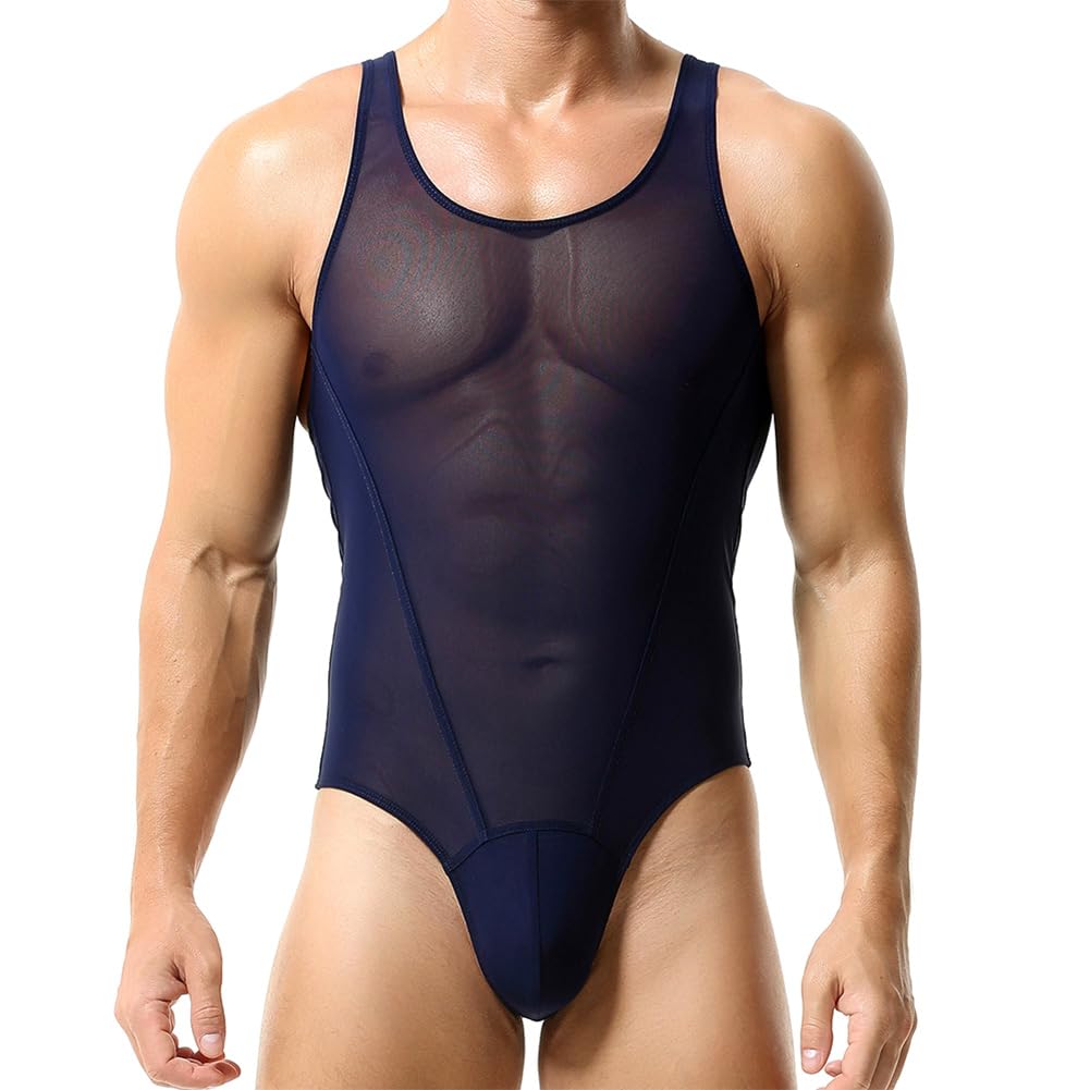 لباس زیر مردانه FYMNSI مدل Sheer Mesh Leotard دارای بند شفاف، زیرپوش ورزشی، زیرپوش ورزشی و یک تکه برای کشتی