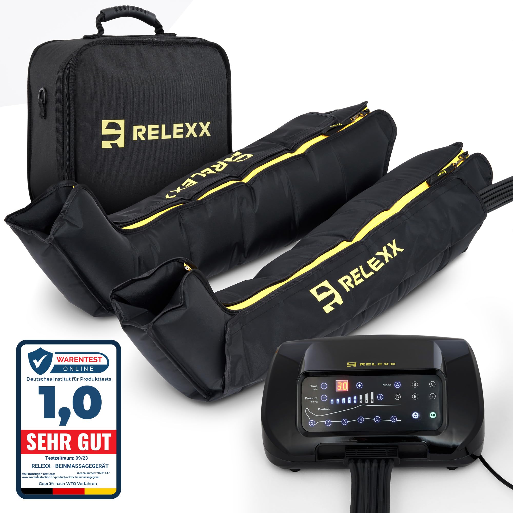 خرید از آمازون - Relexx® Lexx 6+، چکمه های ریکاوری، ماساژور پا، 6 محفظه هوا، ماساژ فشرده سازی هوا، انتخاب 6 برنامه ماساژ، قابل تنظیم فشار و مدت، ماساژور ورید