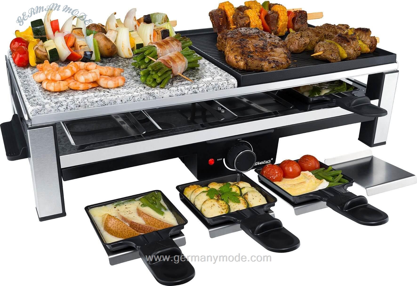 گریل باربیکیو استبا آلمان Steba Raclette RC 108- 8 Raclettepfännchen- 2000 W