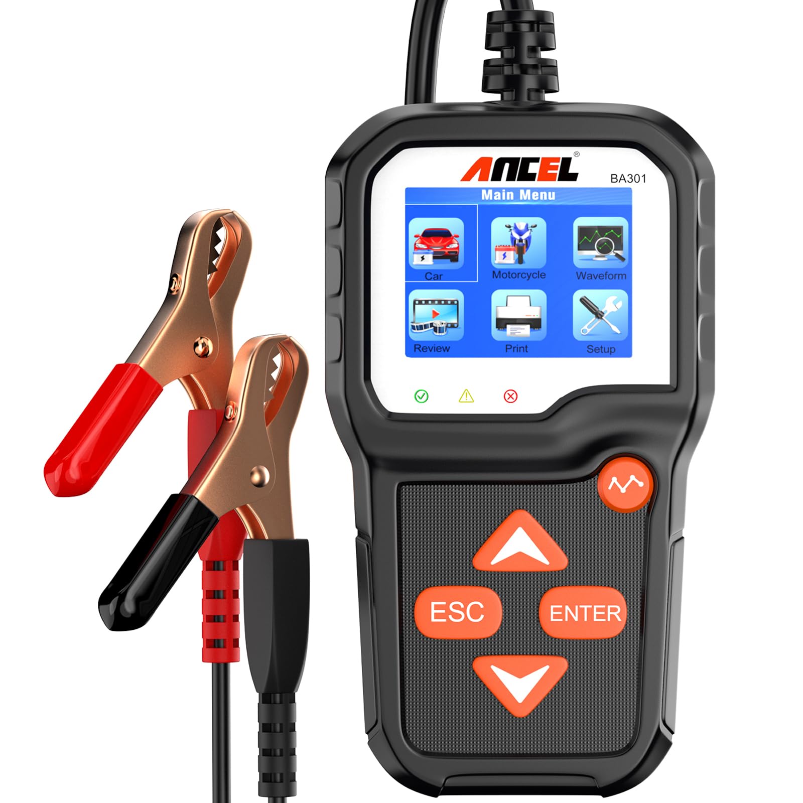 خرید از آمازون - ANCEL BA301 Battery Tester Car 6V/12V 100-2000 CCA Tester Battery Car با تست شارژ باتری شروع تست تست باتری، آنالایزر دیجیتال باتری خودرو برای اتومبیل، کامیون، ATV، SUV، قایق، موتور