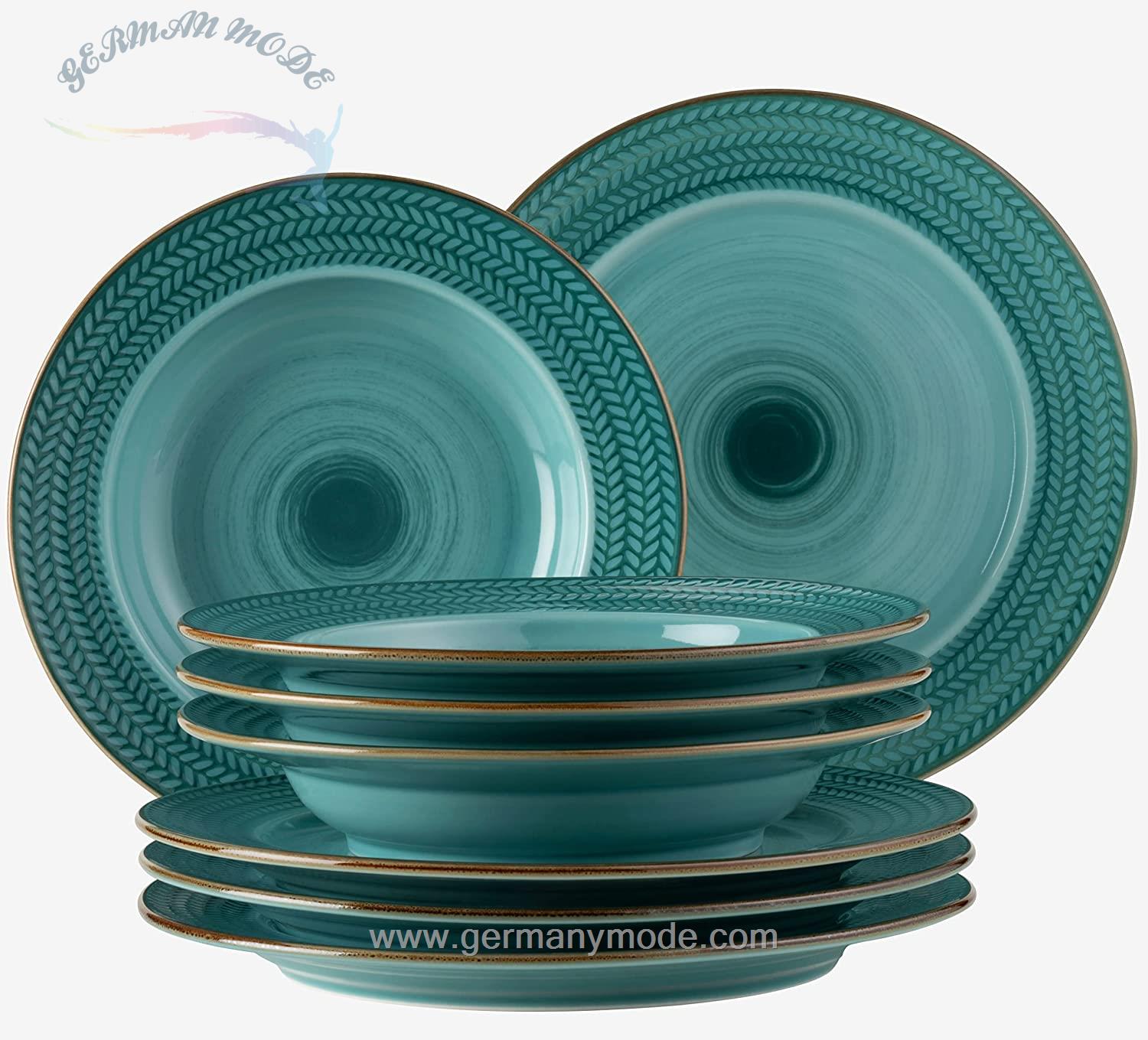 سرویس غذاخوری چینی 12 پارچه 6 نفره ماسر اتریش Mäser Tafelservice Prospero Blue (12-tlg.)