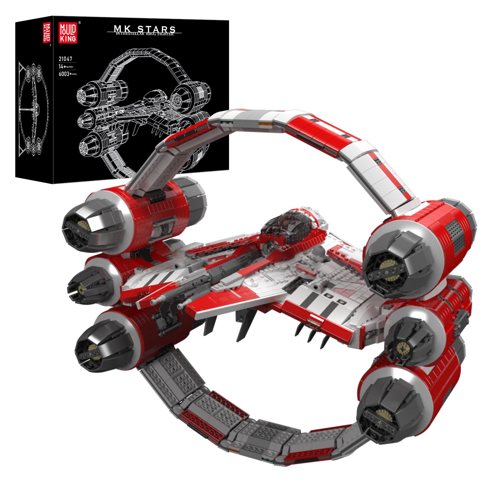 خرید از آمازون - Mold King 21047 Technology Interstellar Wrestler Spaceship Model, 6003 Pieces Space Destroyer Model Blocks Building, Large Sci-Fi Super Star Spaceship گیره فناوری MOC بلوک های ساختمانی مجموعه ساختمانی G-Interstellar Spaceship