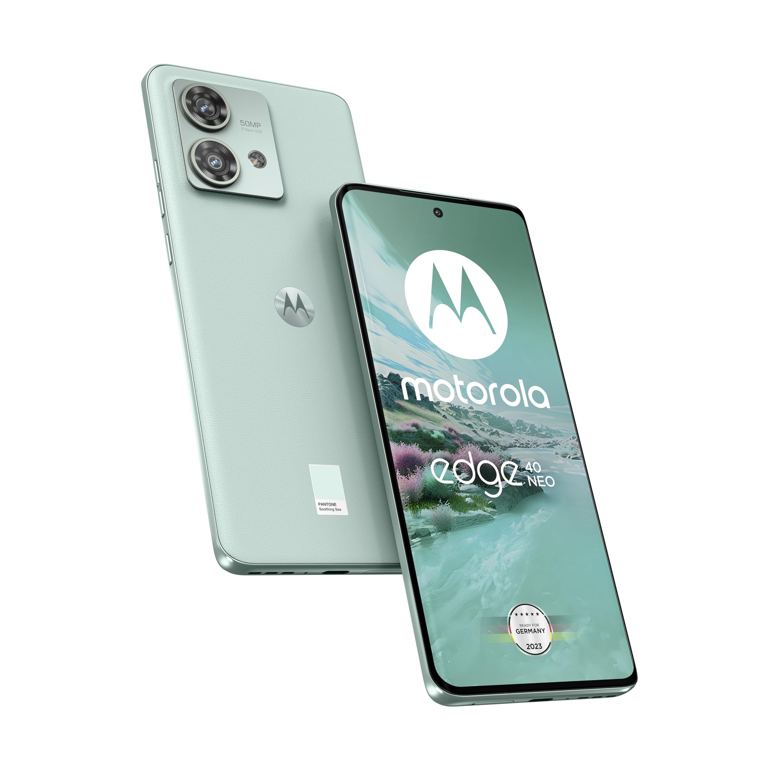 خرید از آمازون - گوشی هوشمند موتورولا edge40 neo (نمایشگر 6.55 اینچی FHD+، دوربین 50 مگاپیکسلی، 12/256 گیگابایت، 5000 میلی‌آمپر ساعت، اندروید 13) سبز آرامش بخش، شامل پوشش محافظ + آداپتور خودرو [اختصاصی آمازون] motorola edge40 neo 12GB /256GB دریای آرامش بخش