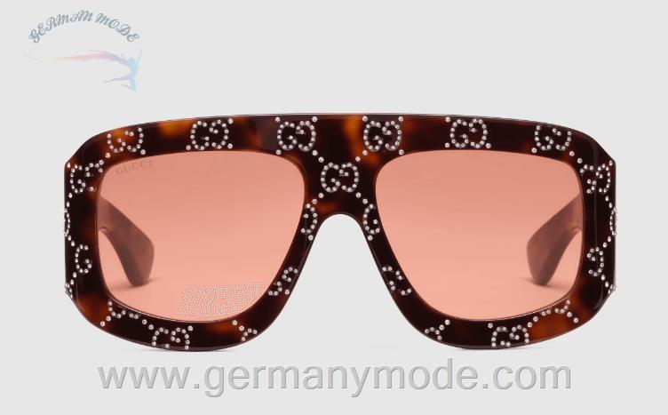 عینک آفتابی زنانه و مردانه گوچی ایتالیا GUCCI Sonnenbrille mit rechteckigem Rahmen und GG 663775 J0741 2379