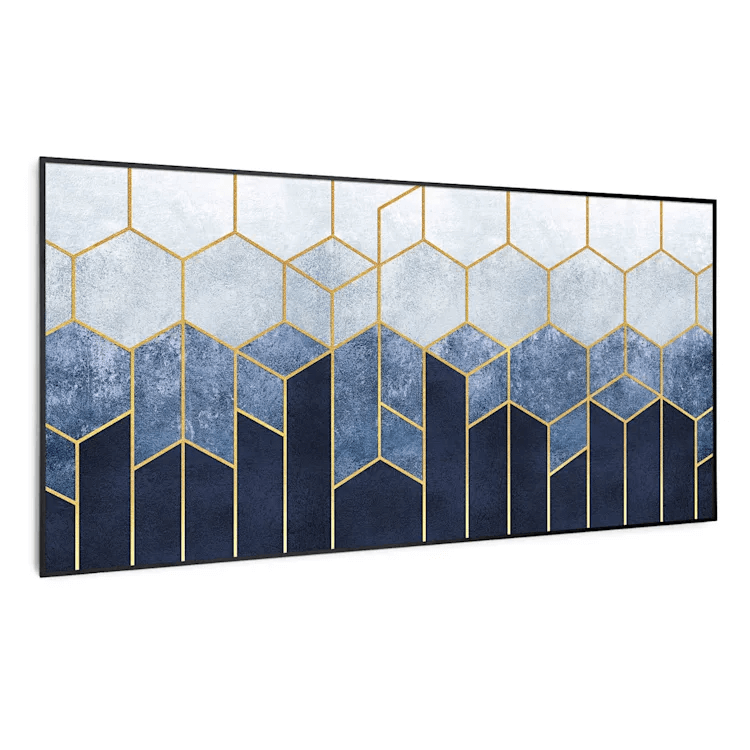 بخاری مادون قرمز هوشمند کلارشتاین آلمان Klarstein Wonderwall Air Art Smart Infrarotheizung Blaue Linie Schwarzer Rahmen 120 x 60 cm