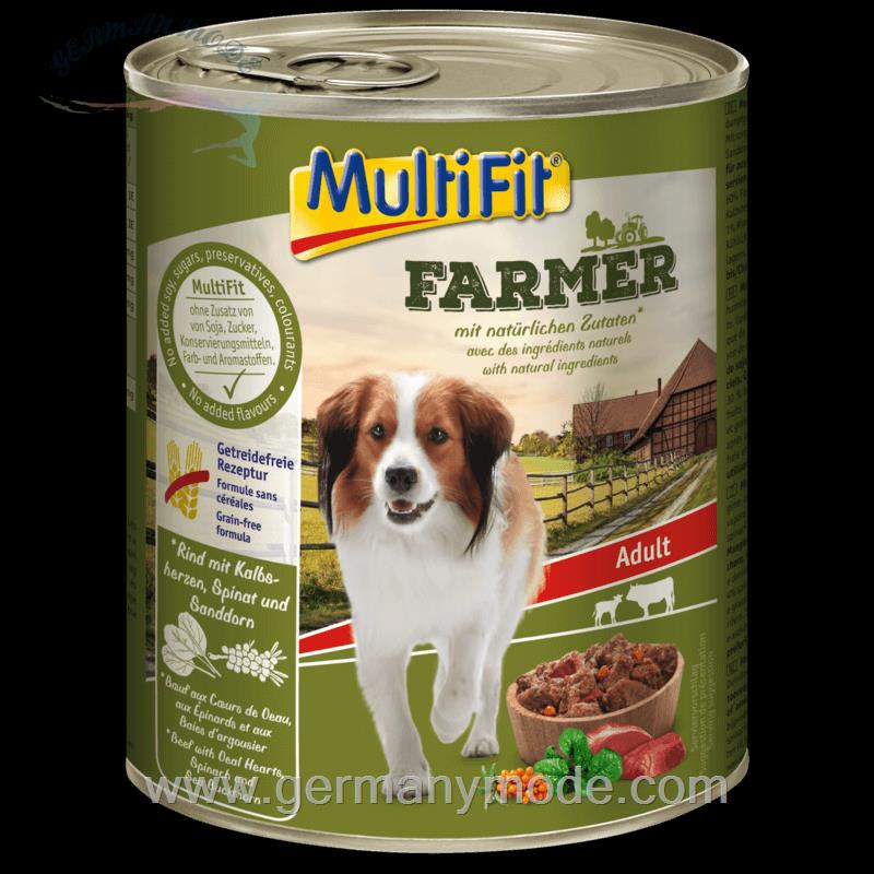 غذا مرطوب سگ بزرگسال مولتی فیت آلمان MultiFit Farmer Adult 6x800g Rind mit Kalbsherzen