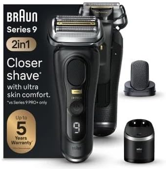 ریش تراش شارژی براون آلمان Braun 9590cc Series 9 Pro با 5 عنصر Pro Razor، سیستم 2 در 1، ایستگاه تمیز کردن، 60 دقیقه زمان کار، ساخت آلمان
