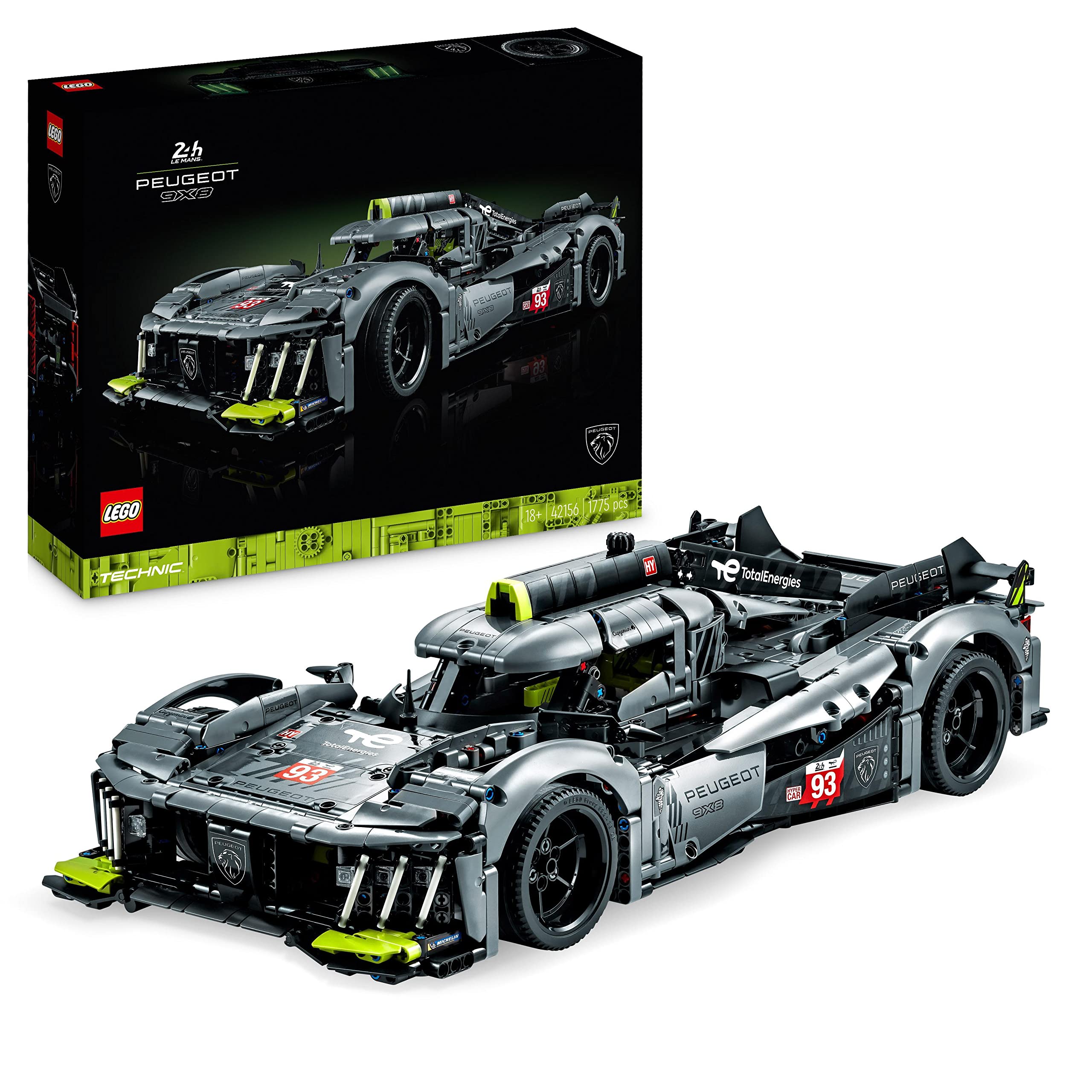 خرید از آمازون - LEGO Technic Peugeot 9X8 24H Le Mans Hybrid Hypercar, Legendary Racing Car, Model Car Kit برای بزرگسالان, 1:10 Scale, Motorsport Car Collecible for Advanced 42156 Single