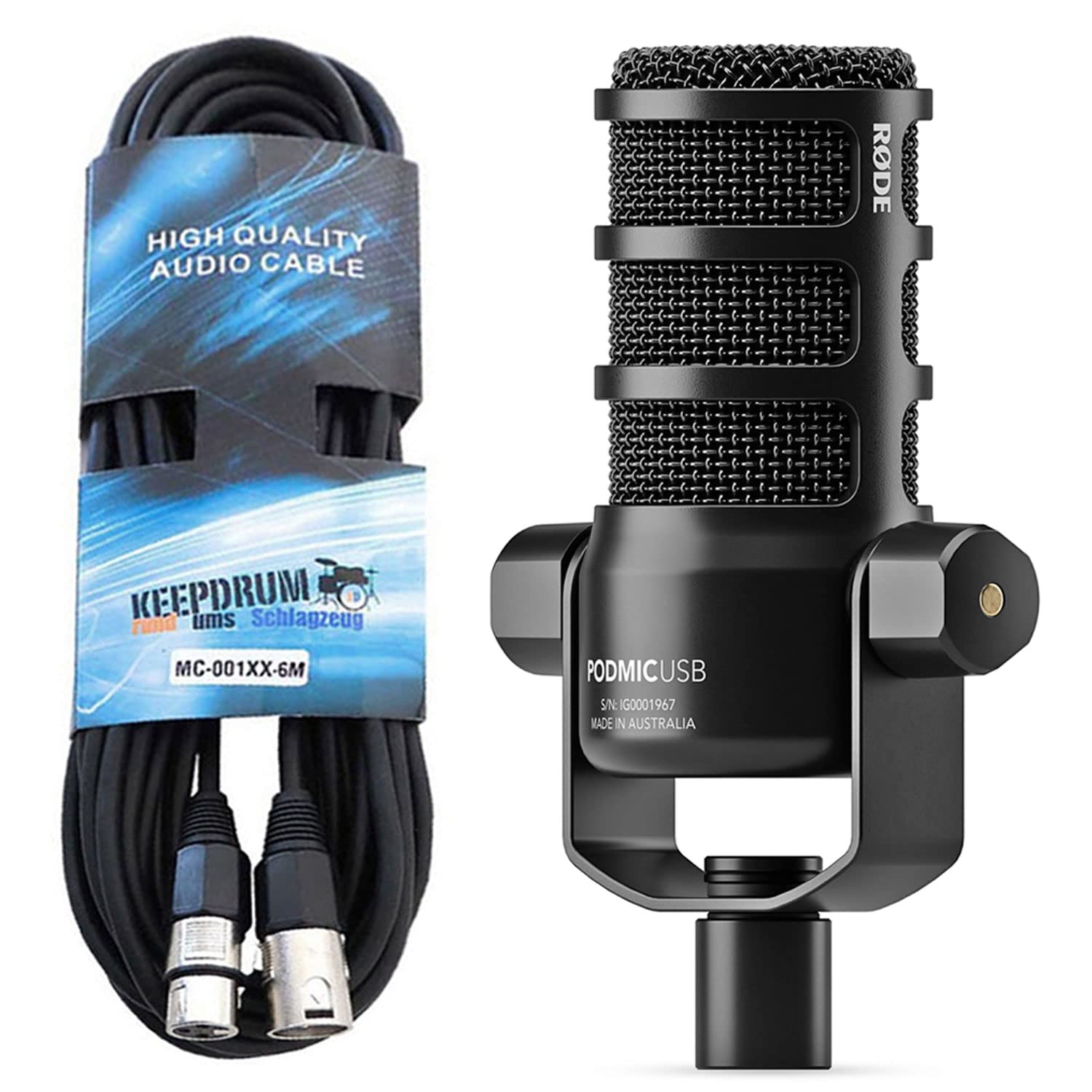 خرید از آمازون - میکروفون بلندگو پادکست Rode Podmic USB XLR + کابل Kedrum XLR Podmic USB + XLR