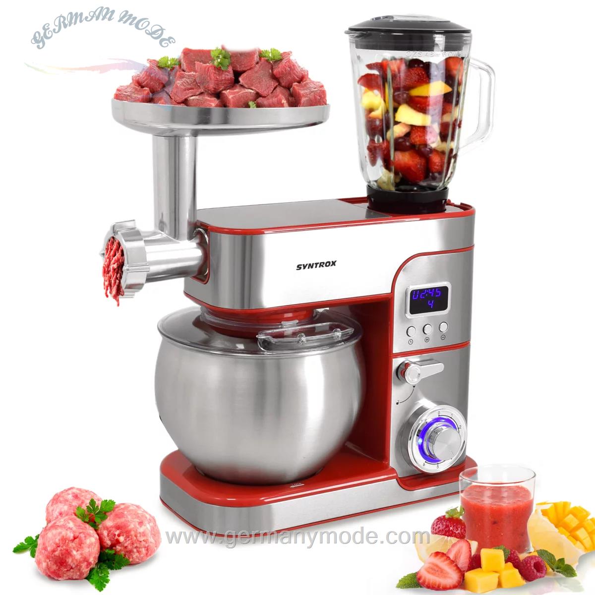غذا ساز همه کاره سینتروکس آلمان Syntrox Küchengerät Marseille Edelstahl 6 Liter Küchenmaschine Fleischwolf Farbwahl Rot