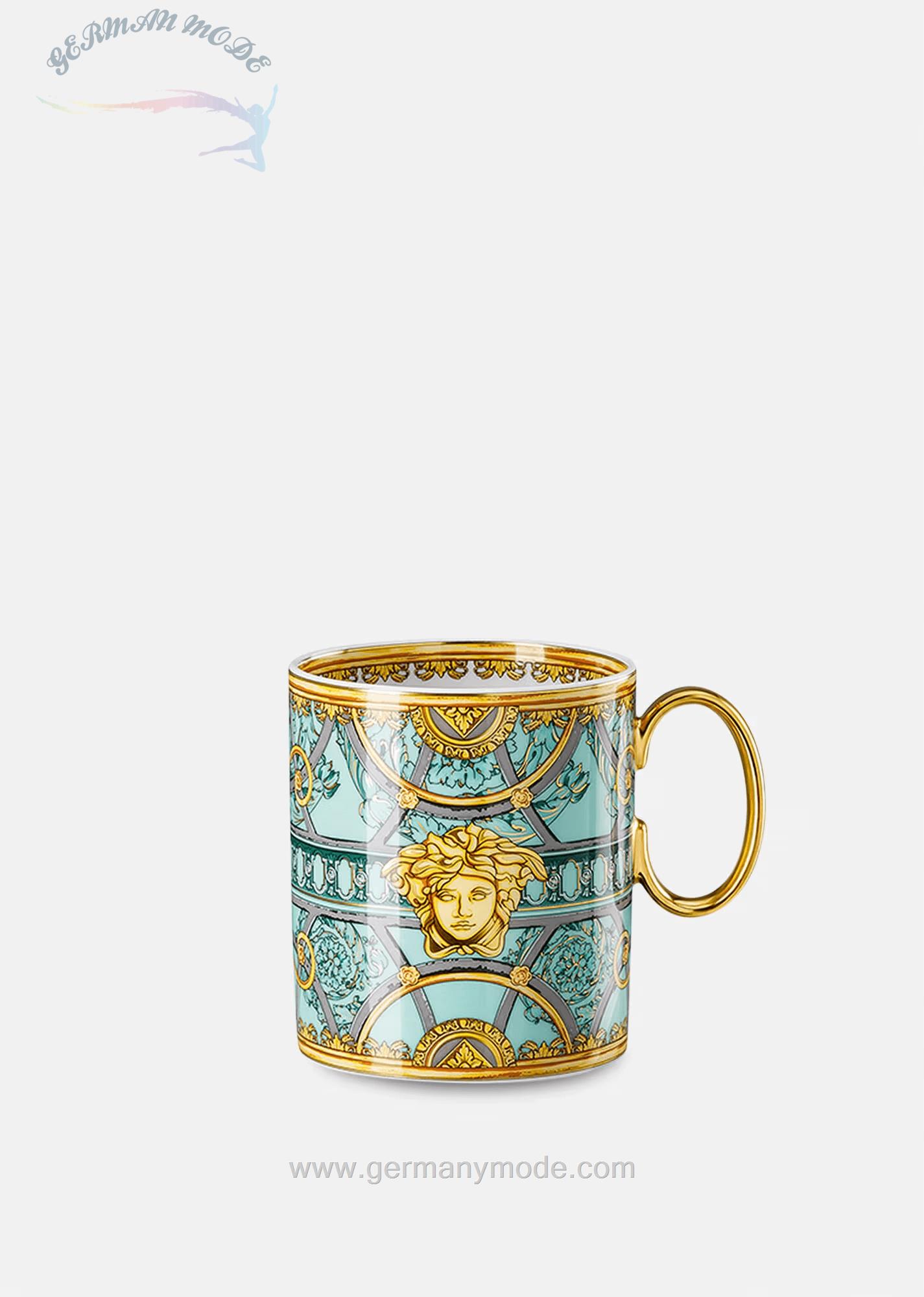 لیوان دسته دار چینی ورساچه ایتالیا VERSACE SCALA DEL PALAZZO VERDE TASSE
