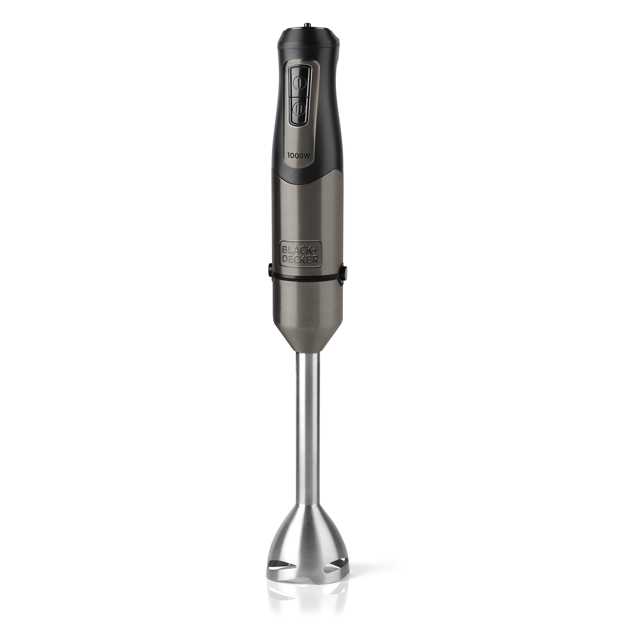 گوشت کوب برقی بلک اند دکر آمریکا BLACK+DECKER BXHB1000E - مخلوط کن دستی، 1000 وات، 20 سرعت، توربو، تیغه های فولادی ضد زنگ، پایه فولادی ضد زنگ متحرک، یخ شکن، یخ خرد شده، ارگونومیک، فولاد ضد زنگ