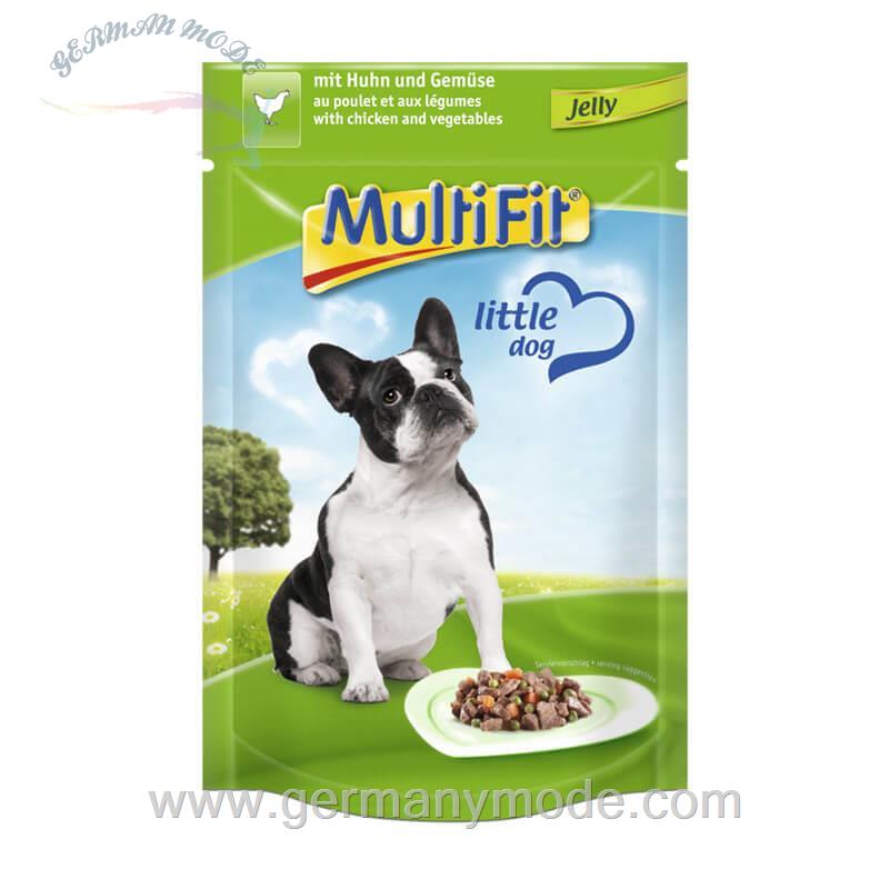 غذا مرطوب سگ با مرغ و سبزیجات ژله ای مولتی فیت آلمان MultiFit Adult Little Dog Pouch Jelly 24x100g Huhn- Gemüse