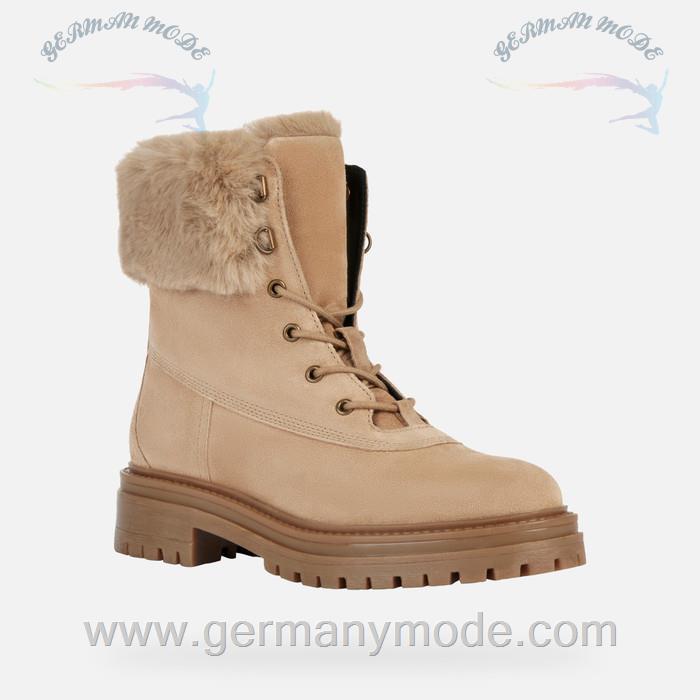 نیم بوت زنانه جی اوکس ایتالیا GEOX SCHNÜRSTIEFELETTEN Iridea Dame Beige