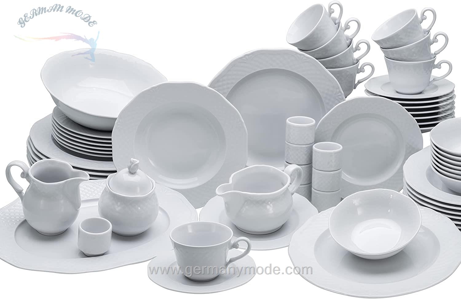 سرویس غذاخوری چینی آریان 62 پارچه 8 نفره کراتیبل CreaTable Kombiservice Arianne (61-tlg), Porzellan, Service, weiß