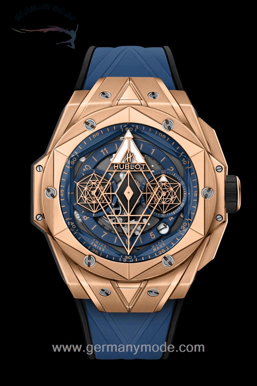 ساعت مچی مردانه هابلوت سوئیس HUBLOTSANG BLEU II KING GOLD BLUE45MM