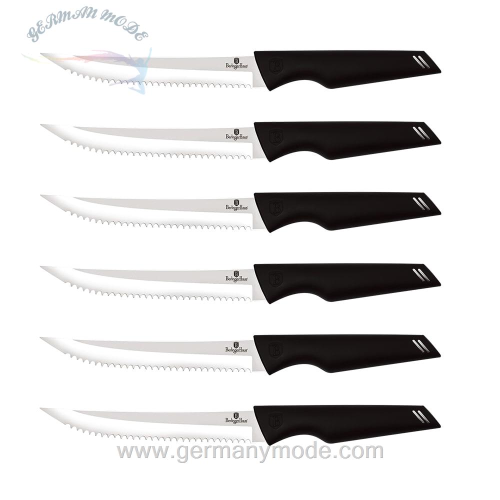 ست چاقو استیک آشپزخانه 6 پارچه برلینگر هاوس مجارستان BERLINGER HAUS STEAK KNIFE SET BH-2787 BLACK SILVER COLLECTION