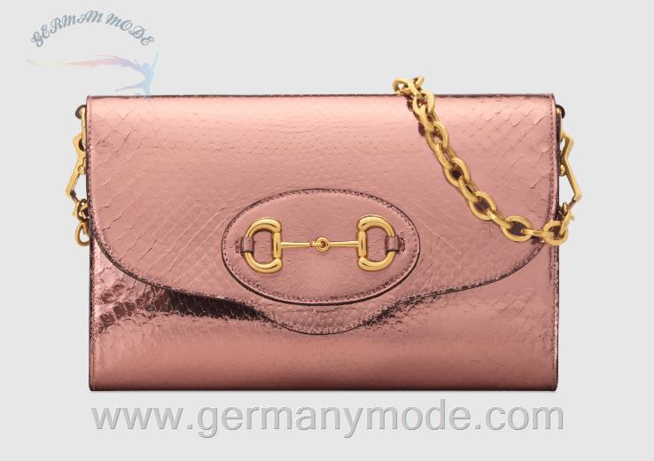 کیف مجلسی زنانه گوچی ایتالیا GUCCI Kl. Gucci Horsebit 1955 Schultertasche aus Pythonleder 677286 E1DFX 8897