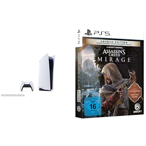 خرید از آمازون - PlayStation Sony 5 + Assassins Creed Mirage Launch Edition PS5