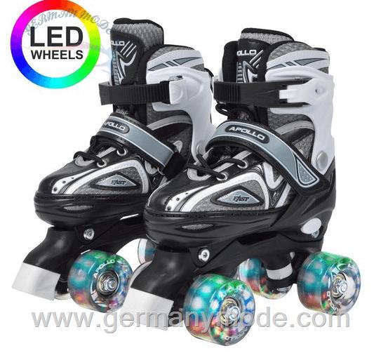 اسکیت کفشی چهارچرخ کودکانه Apollo Rollschuhe Super Quads X-Pro größenverstellbare Rollschuhe mit LED Wheels