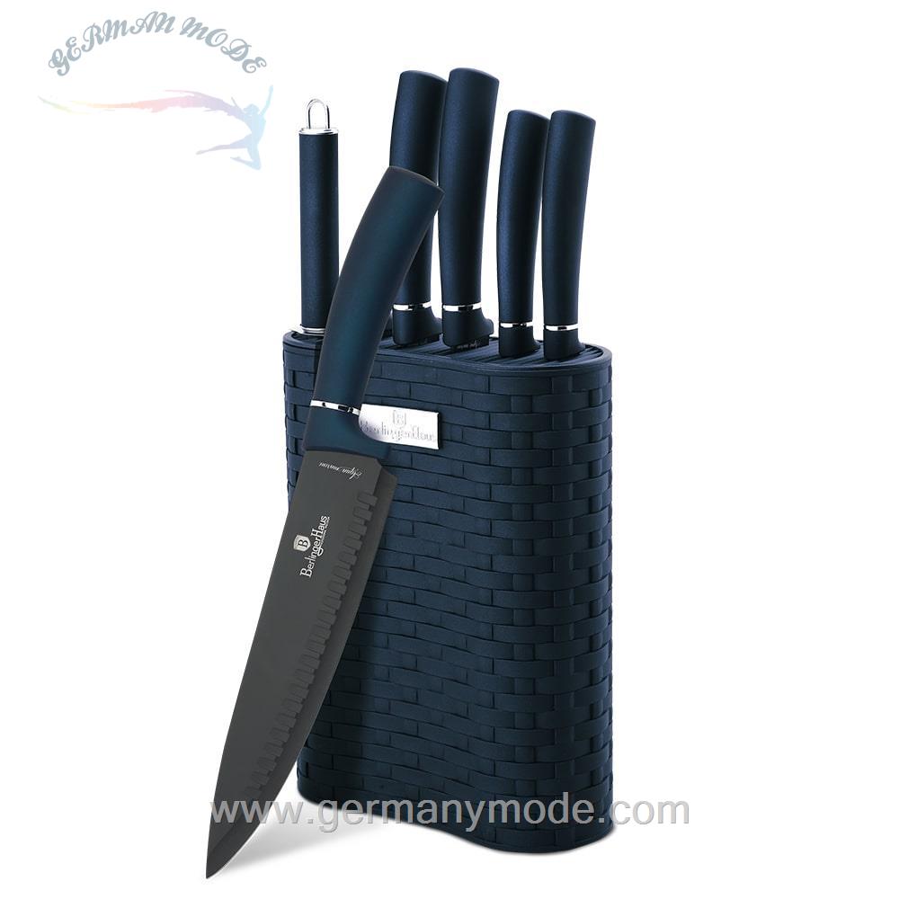 ست چاقو آشپزخانه 7 پارچه برلینگر هاوس مجارستان BERLINGER HAUS 7-PIECE KNIFE SET / STAND BH-2526 AQUAMARINE