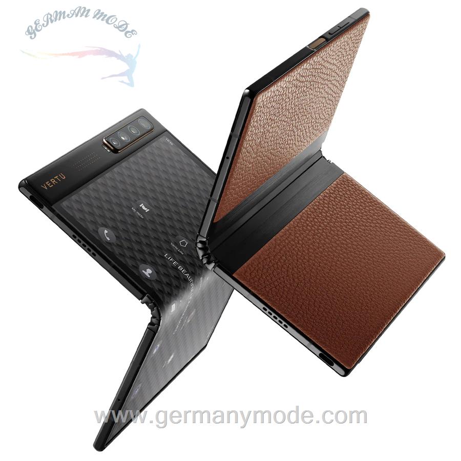 گوشی موبایل تاشو ورتو انگستان VERTU FOLD 5G Calf Leather Caramel Brown