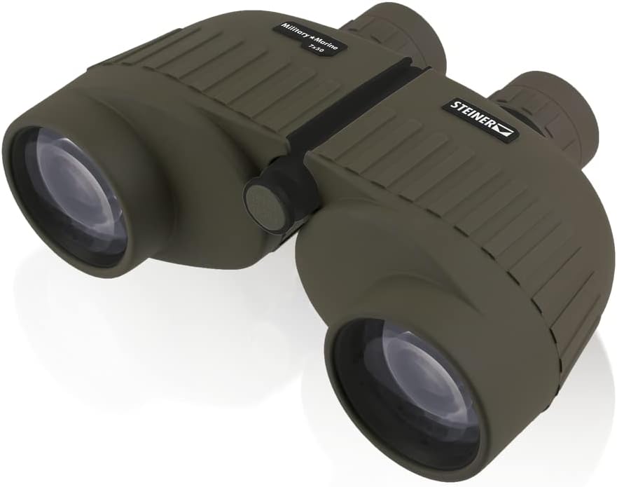 دوربین دوچشمی شکاری سبز نظامی-دریایی Steiner (2038) با کمربند شناوری زرد (768) و پارچه تمیزکننده میکروفیبر مشکی