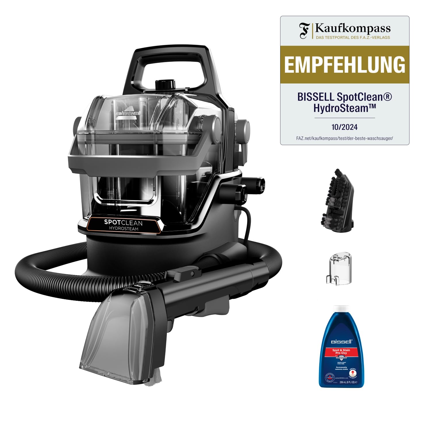 فرش شوی مبل شوی بیسل آمریکا Bissell SpotClean HydroSteam، تمیزکننده اثاثه یا لوازم داخلی، فرش شوی با تکنولوژی HydroSteam، بخارشوی، جاروبرقی مرطوب برای فرش، اثاثه یا لوازم داخلی، ماشین و غیره، موتور قدرتمند 1000W، 3689N