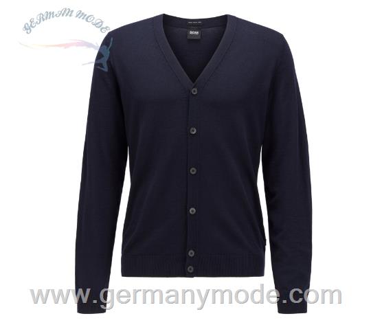 ژاکت مردانه هوگو باس آلمان Hugo Boss Cardigan mit V-Ausschnitt aus extrafeiner italienischer Merinowolle (50392802) blau