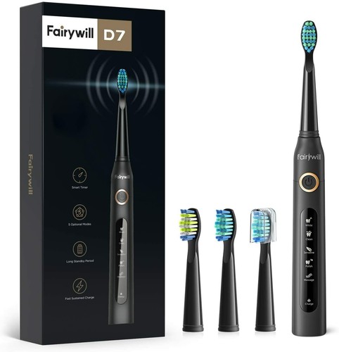 خرید از ایبی - مسواک برقی Fairywill Sonic 5 Cleaning Modes IPX7 جایگزین برس