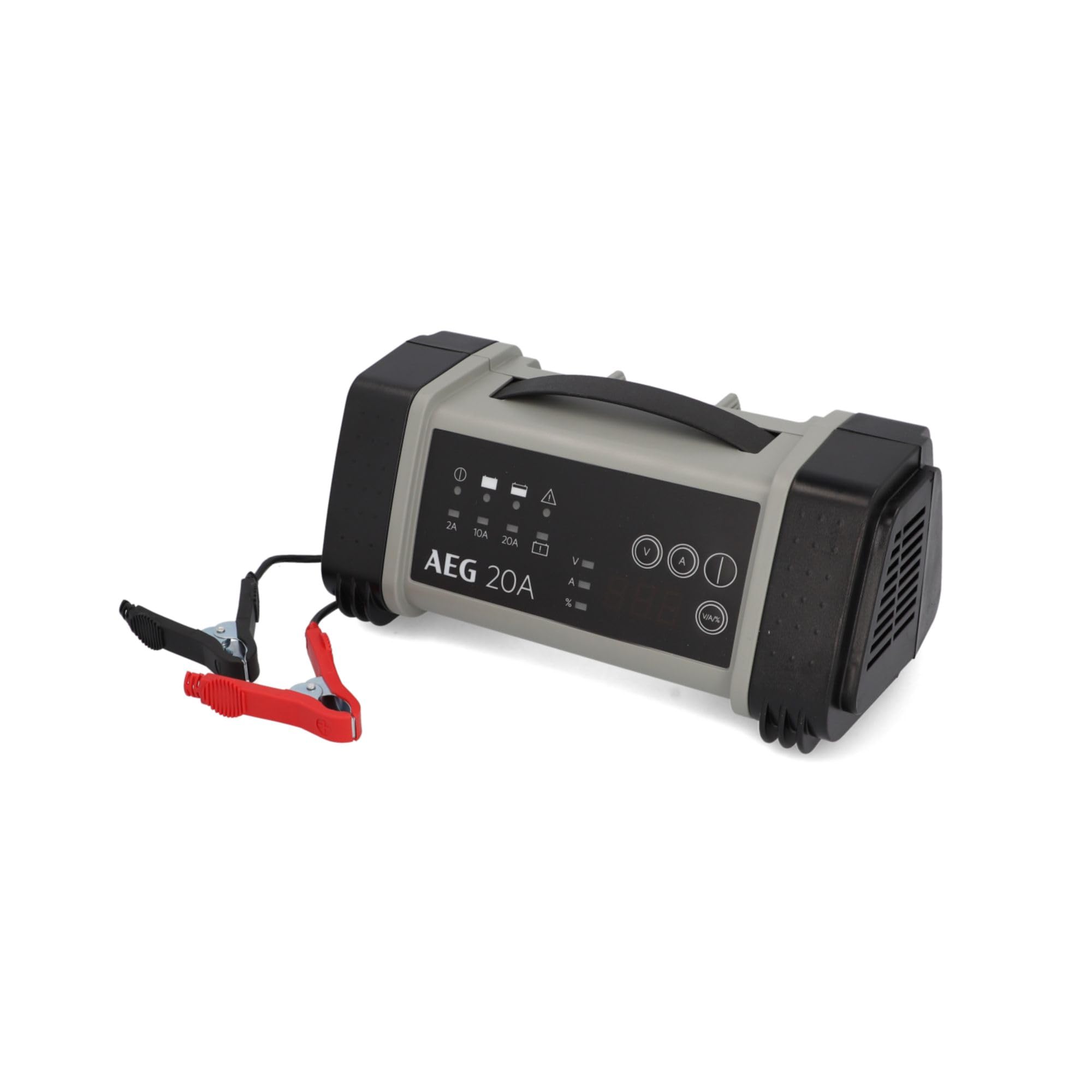 شارژر باتری ریزپردازنده AEG 97025 مدل LT 20 آمپر برای ولتاژ ۱۲/۲۴ ولت، ۹ مرحله‌ای، منبع تغذیه، جبران خودکار دما، مشکی/خاکستری، شارژر ۲۰ آمپر ۲۰ آمپر