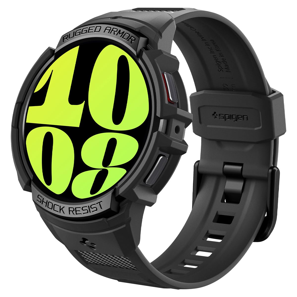 خرید از آمازون - قاب محافظ Spigen Rugged Armor Pro با بند سازگار با Samsung Galaxy Watch 6 44mm 2023 - مشکی