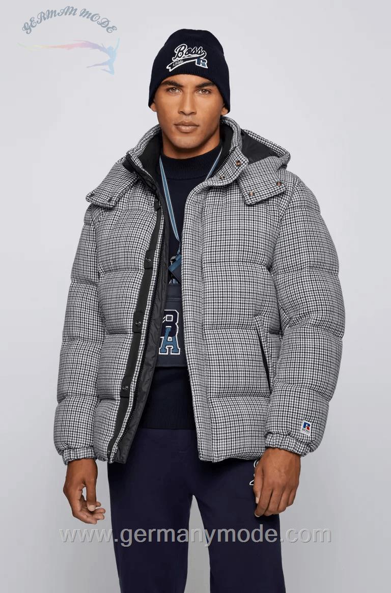 کاپشن مردانه هوگو باس آلمان BOSS DAUNENJACKE MIT HAHNENTRITT-MUSTER UND EXKLUSIVEM LOGO