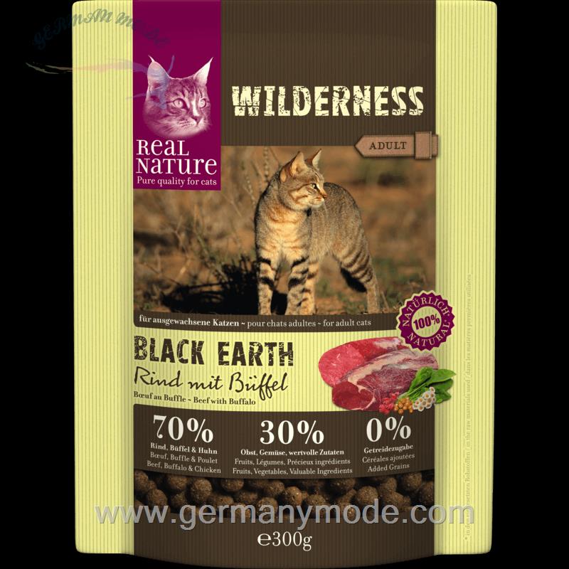 غذا خشک گربه بزرگسال رئال نیچا آلمان REAL NATURE WILDERNESS Black Earth Adult Rind- Büffel - Geflügel 300g