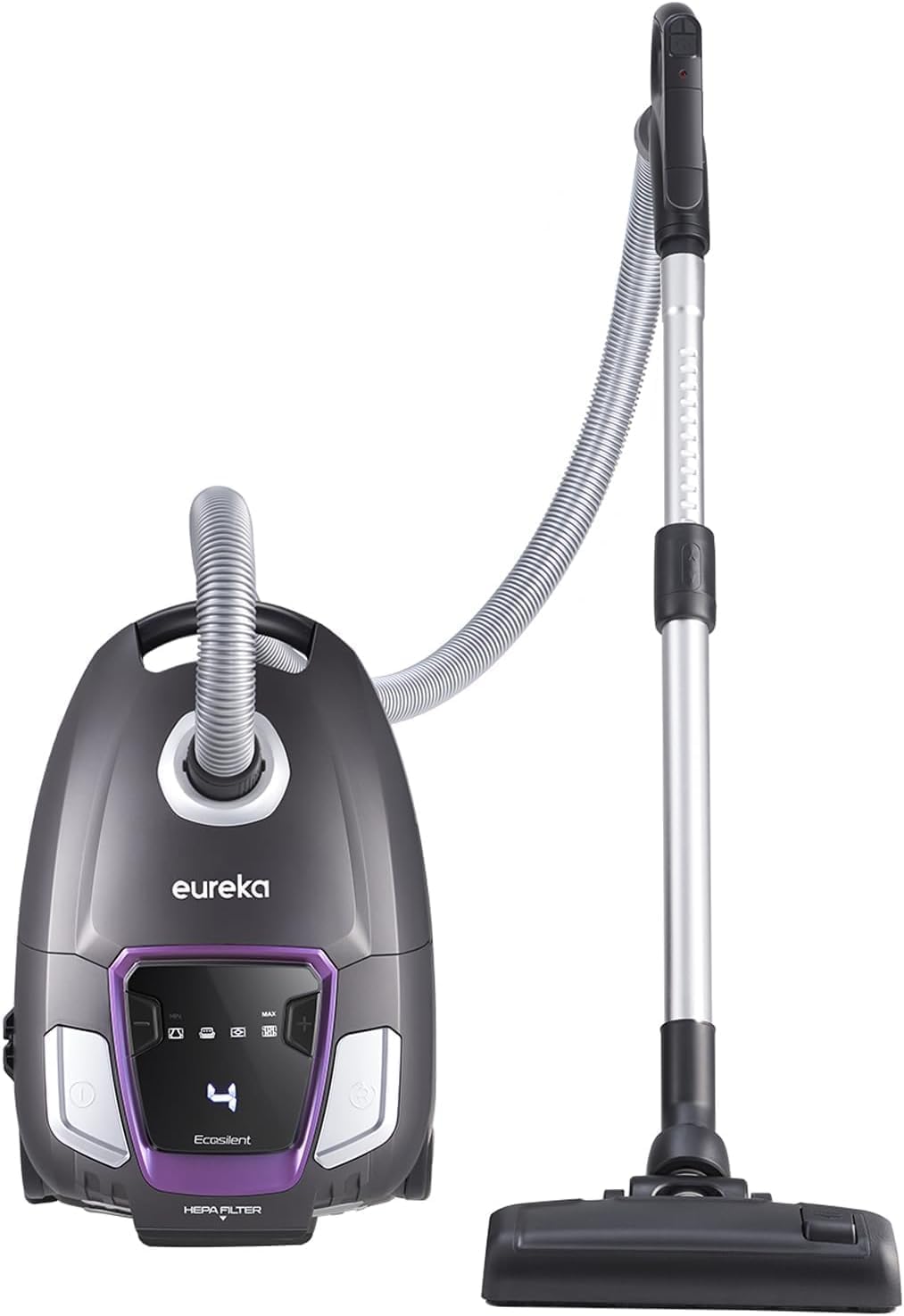 جارو برقی Eureka NEN300 با کیسه 700W، 62 dB(A) جاروبرقی Extreme Silence، جاروبرقی قدرتمند با فیلتر بهداشتی و نازل کف برای کف های سخت، پارکت، موکت، کاشی، 2 لیتری