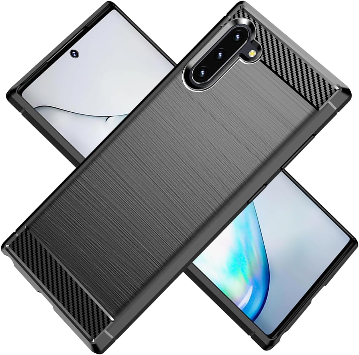 قاب موبایل سامسونگ KOARWVC Samsung Note 10, SM-N970F Galaxy Note10 Fiber Carbon Heavy Duty Soft TPU back case for Samsung Galaxy Note10 Black
