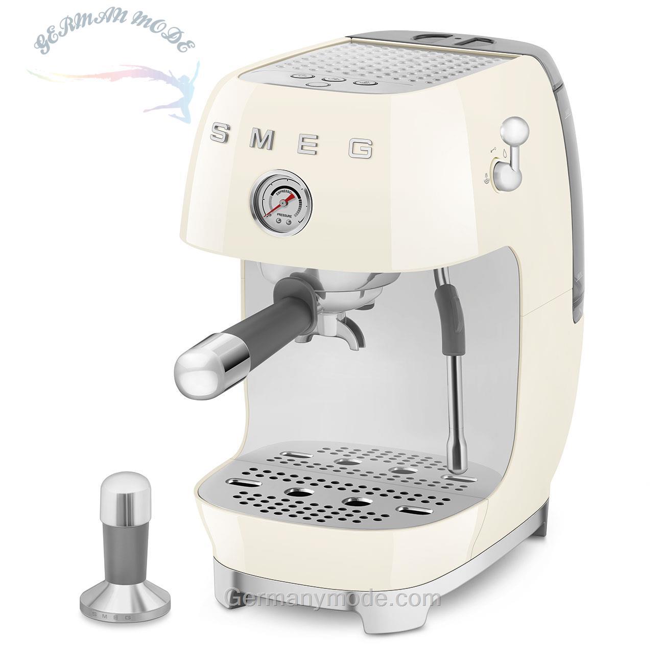اسپرسو ساز پرتافیلتر اسمگ ایتالیا Smeg Kompakte Siebträgermaschine 50's Style ECF03CREU رنگ کرم