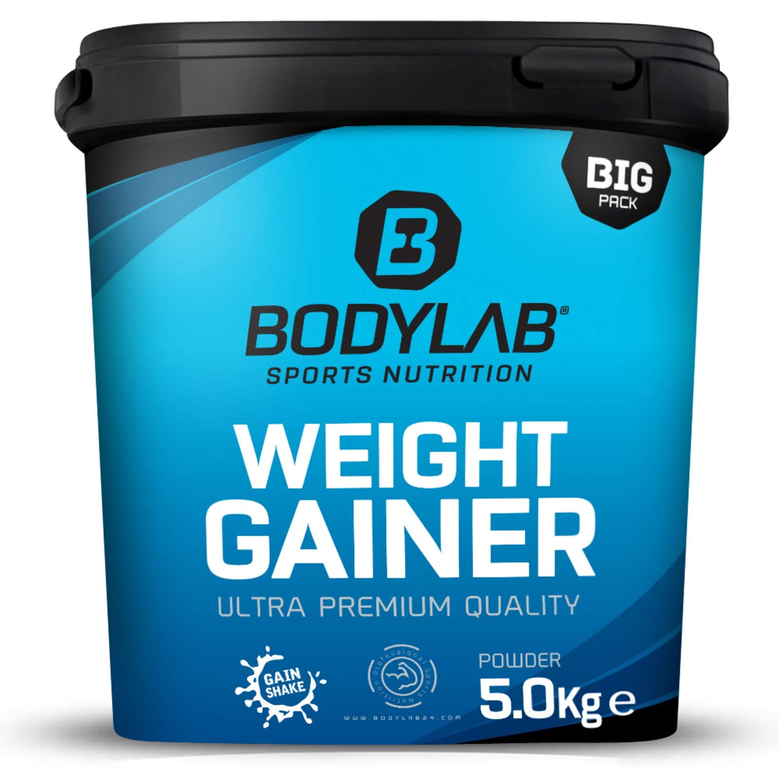 خرید از آمازون - Bodylab24 Weight Gainer Vanilla 5kg، شیک ایده آل برای مرحله انبوه بعدی، با کربوهیدرات، فیبر و بیش از 20 درصد پروتئین در هر وعده، غنی شده با کراتین