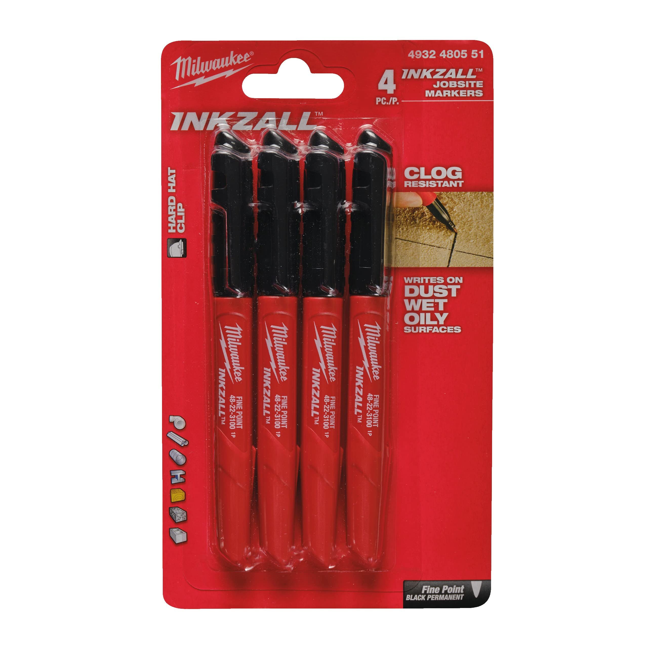 خرید از آمازون - نشانگرهای Inkzall Milwaukee، مشکی، بسته 4 عددی