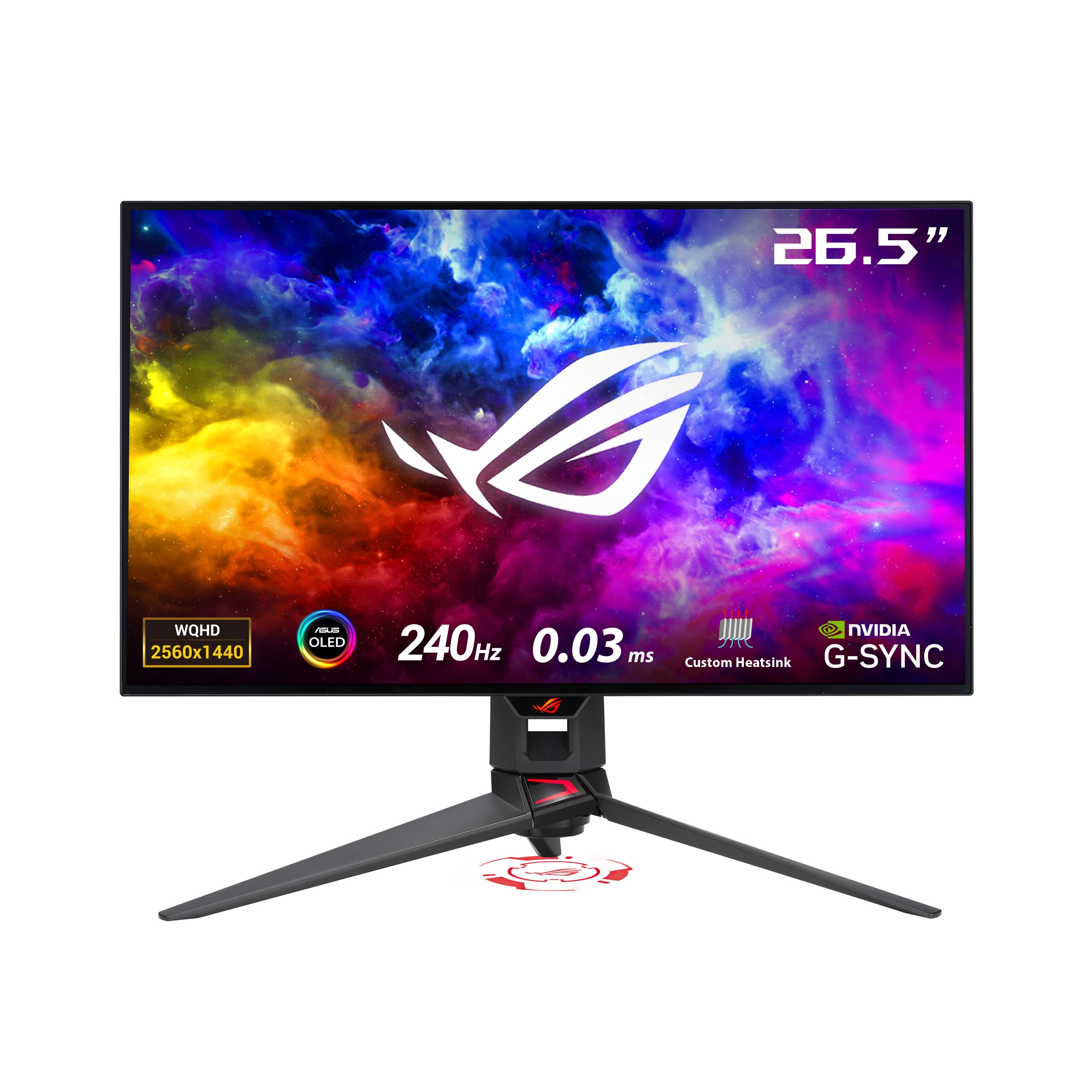مانیتور بازی ۲۷ اینچی ایسوس ROG Swift OLED PG27AQDM از برند Zoll با کیفیت WQHD - نرخ نوسازی ۲۴۰ هرتز، زمان تاخیر ۰.۰۳ میلی‌ثانیه، فناوری G-Sync، فناوری FreeSync، ورودی GameFast، فناوری HDR 10 - پنل OLED ده بیتی، نسبت تصویر ۱۶:۹، وضوح تصویر ۲۵۶۰x۱۴۴۰، پورت DP 1.4، HDMI، هاب USB، مانیتور ۲۷ اینچی Zoll OLED WQHD با کیفیت ۲۵۶۰x۱۴۴۰، نرخ نوسازی ۲۴۰ هرتز، فناوری G-Sync، فناوری HDR10
