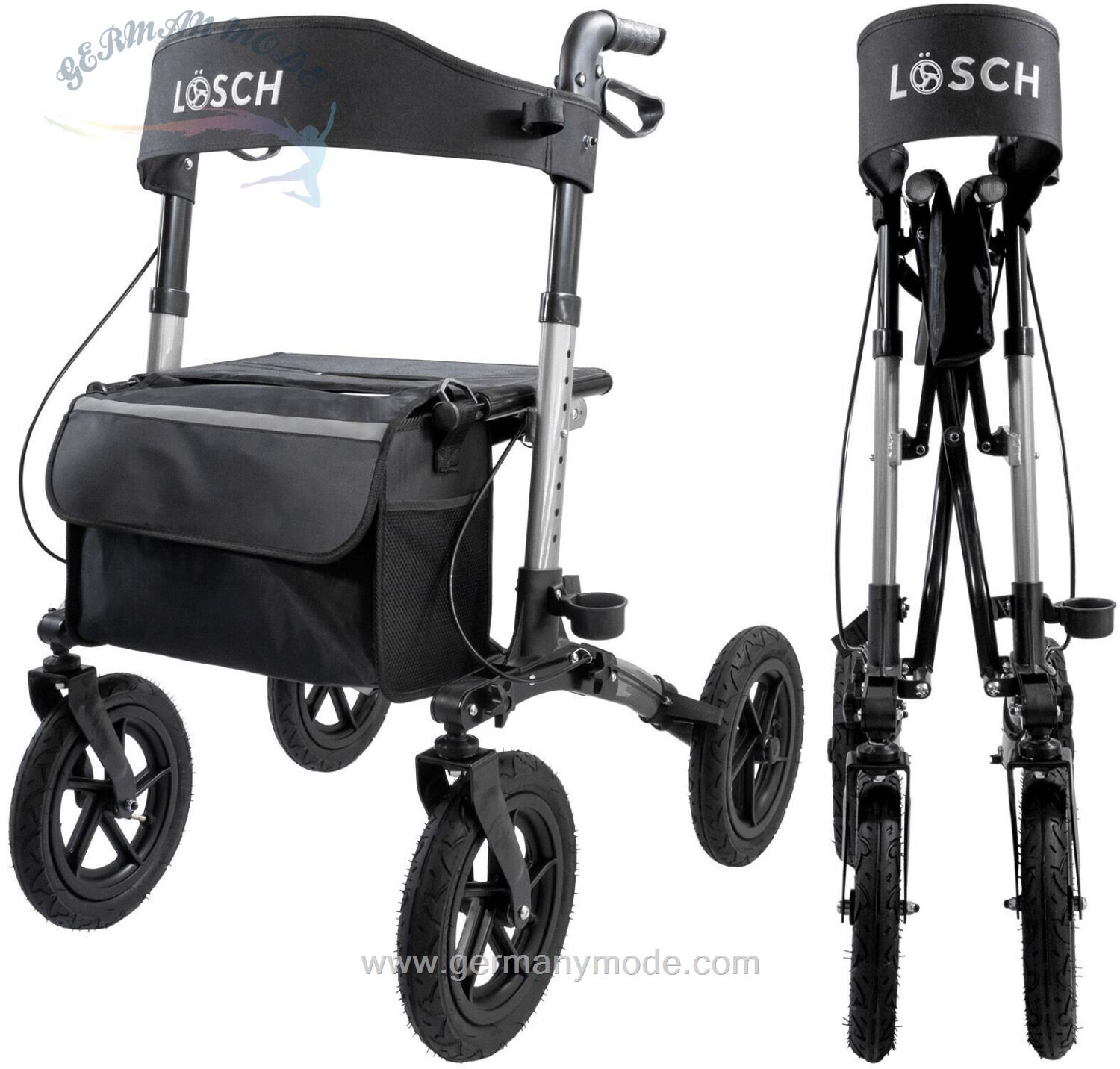 واکر ویلچر رولاتور مسافرتی تاشو لش Lösch Tabas Mobility Air Rollator silber